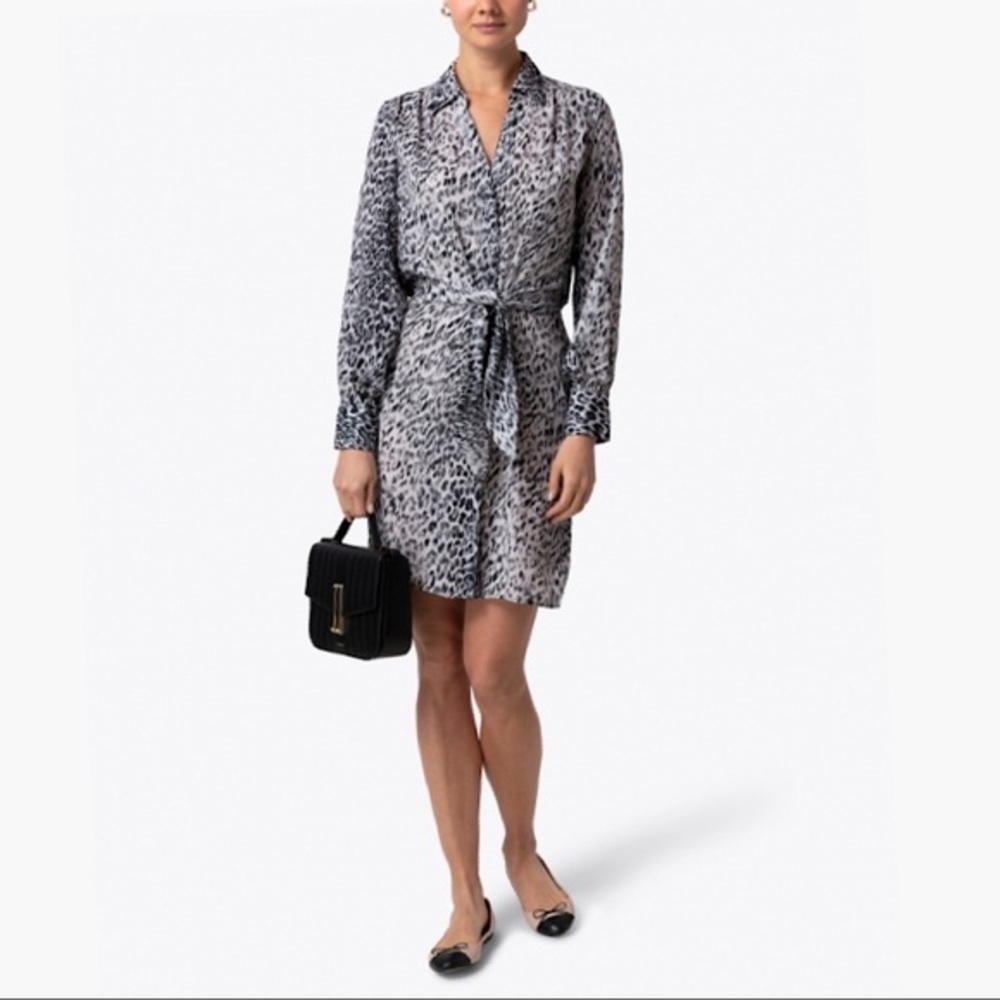 Brochu Walker Gray Leopard Print Midi Dress